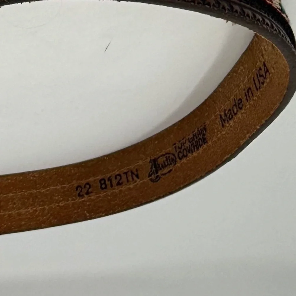 Justin Top Hand Cowhide Kids Brown Leather Belt Western Aztec 22 no buckle